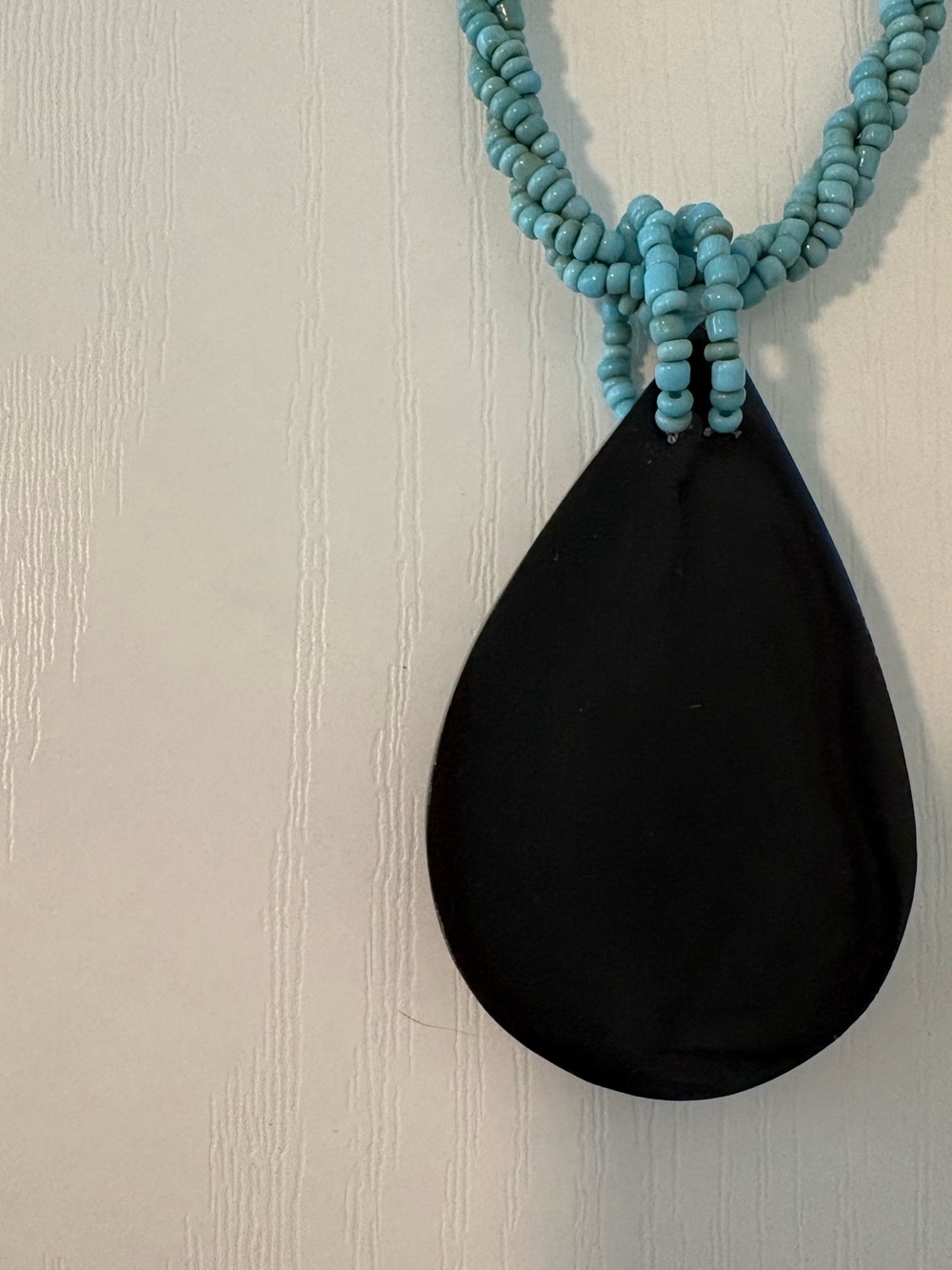 Blue Beaded Necklace with Teardrop Morning Star Pearl Pendant - Picture 4 of 8